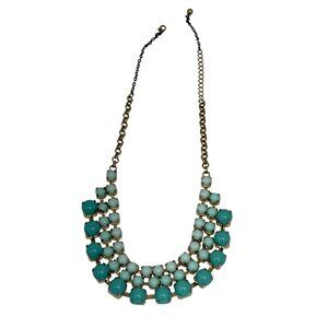 DressBerry Green Beaded Statement Necklace Gold Tone Chunky Collar‎ Jewelry Teal